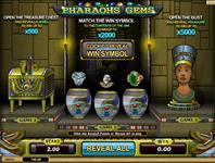 Pharaohs gems - instant win casino game card